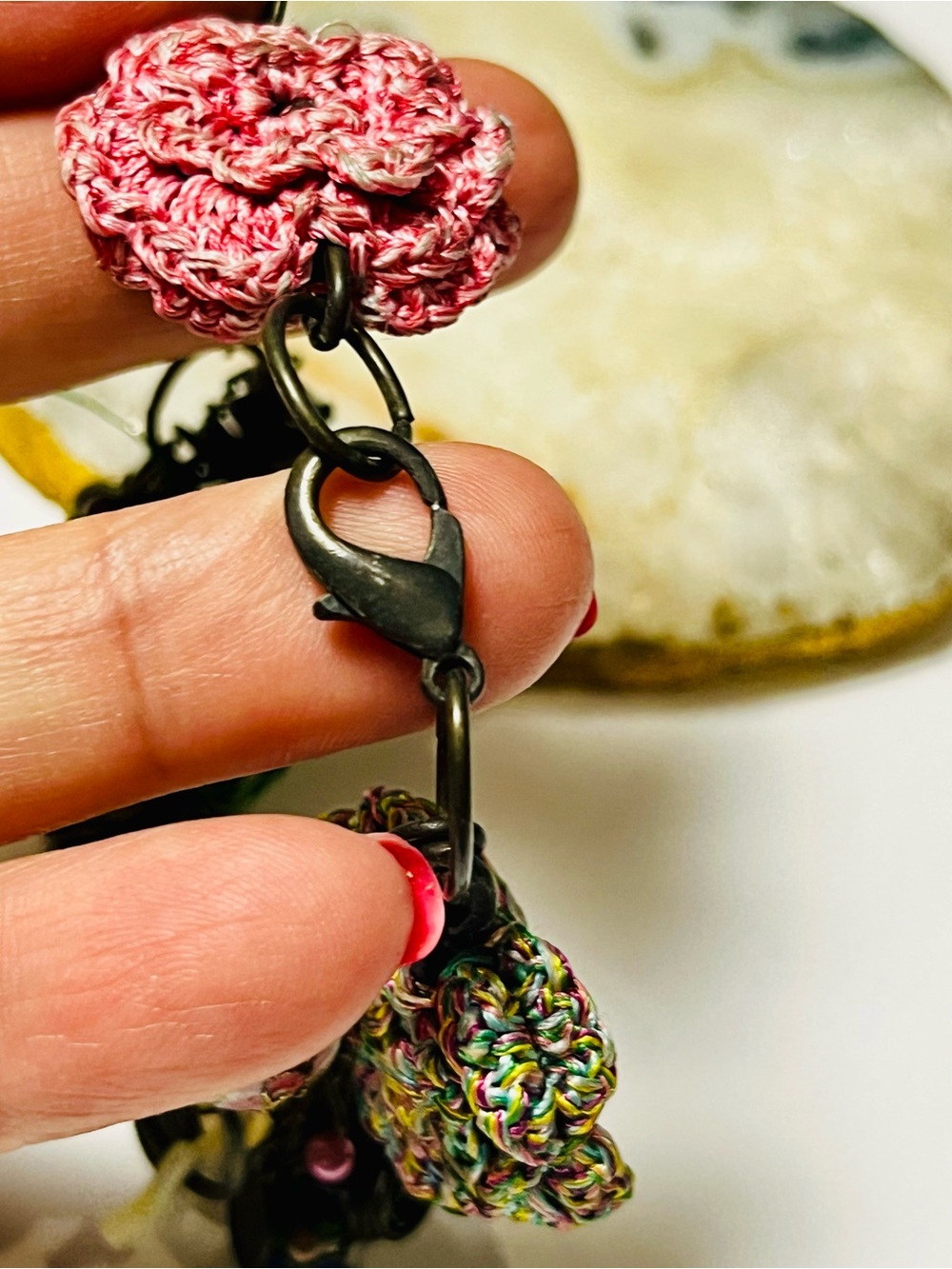 Handmade Multi-Color vintage Crochet Flower Bracelet - Women Jewelry - Picture 6 of 10